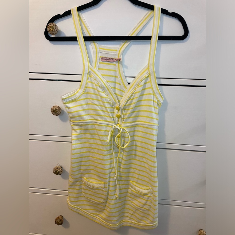 Juicy Couture Y2K Vintage Rare Yellow and White Striped Tank Top